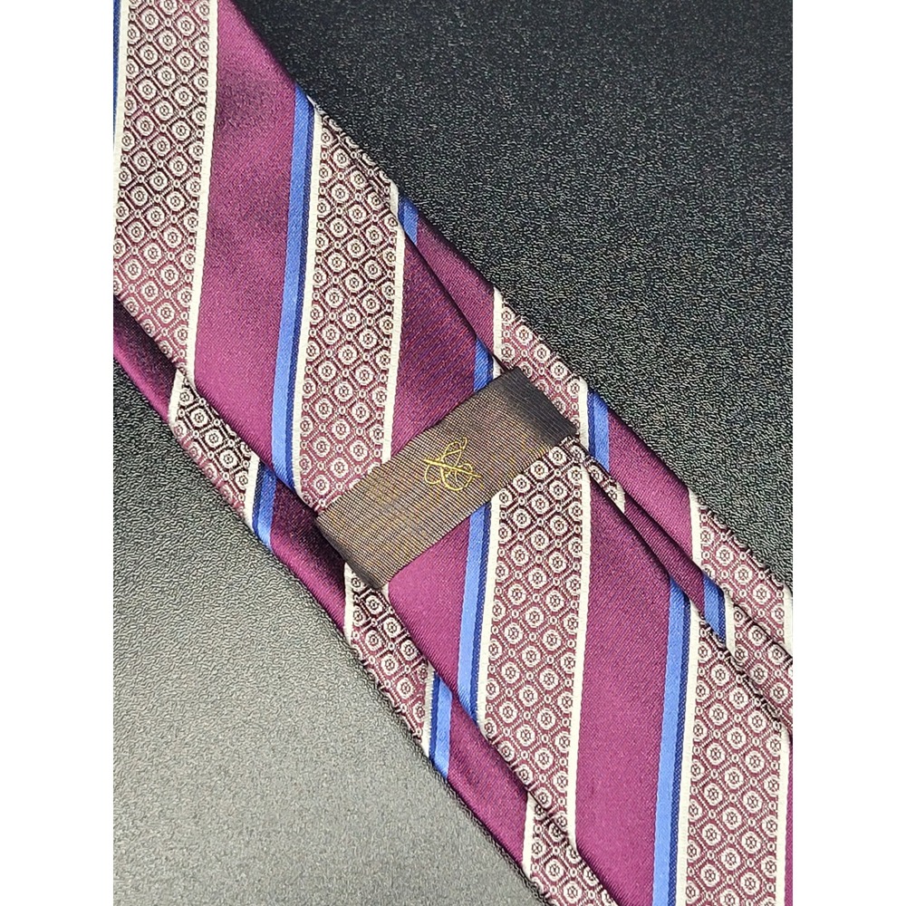 Canali 1934 Tie Purple Blue Stripe Geometric 100% Silk Italy 3.25in